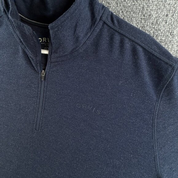 Orvis 1/4 Zip Sweatshirt Men 2XL Blue Soft Stretch Lightweight Rayon Blend Adult - Picture 3 of 13
